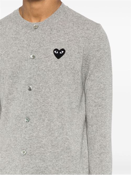 Cardigan con emblema a cuore nero COMME DES GARÇONS PLAY | AXN0230512LIGHTGREY